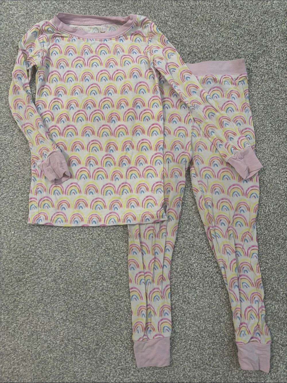 Little Sleepies Pink Rainbow Print Long Sleeve Pajama Set